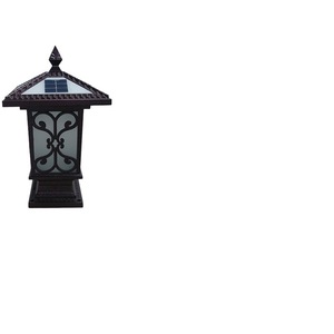 Solar Led Pillar Light <b>Iron</b> Body E27 Base Outdoor Garden Wall Lamp 50000 Hours Lifespan - Product Image 1