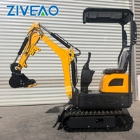 Harga Mini Excavator Hidrolik ZIVEAO 0.016m³ untuk Rumah dan Kebun, Mini Bagger/ Digger/ Excavator dengan Roda Karet