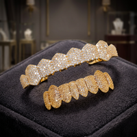 Grillz dentaire KIVORA en laiton à 8 dents micro-incrustées de zircon, accessoires de costume Hip Hop Halloween