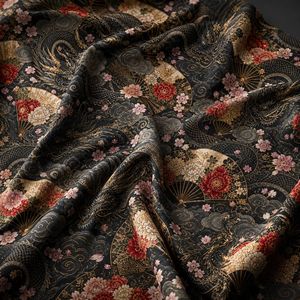 Tissu d'ameublement japonais Kinran de qualité supérieure au mètre, textile décoratif floral inspiré du brocart pour fauteuil et ottoman - Product Image 5