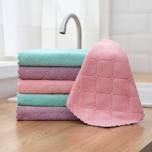 <b>Kitchen</b> Dish Cloths Super Absorbent Coral Fleece Cloth Cleaning Cloth Nonstick Oil Fast Drying Dish Rags for Clean <b>Table</b> - Product Image 2