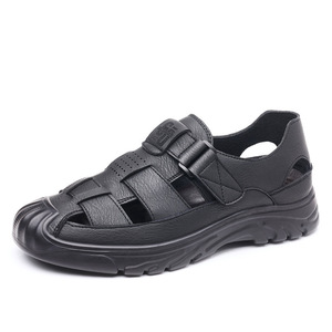 รองเท้าแตะหนังแบบสวมลำลองสำหรับผู้ชาย ระบายอากาศได้ดี ปิดด้วยเวลโคร สีน้ำตาล ดำ เทา ไซส์ผู้ใหญ่ 38-46 - Product Image 5