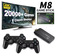 Consola de Videojuegos M8 Stick para TV Familiar 4K HD con 64G y 20000 Juegos Integrados, Control Inalámbrico Gamepad de 2.4G