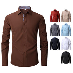 Camicia da <span class=keywords><strong>Uomo</strong></span> Sottile con Perline, Tinta Unita, Maniche Lunghe, Casual, Slim-fit, Elegante, Lavabile in Lavatrice - Product Image 4
