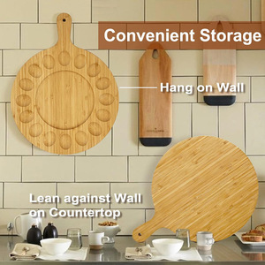 Planche à découper ronde en bambou à quatre directions, support à œufs multifonction, double face, pour la cuisine - Product Image 2