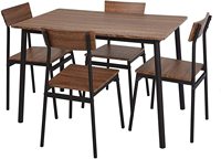 Ensemble de salle à manger pliable BetterHome, style rustique, table et chaises en fer, 5 pièces