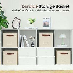 도매 가정용 접이식 패브릭 수납 큐브 정리함 옷 선반 바구니 큐브 정리함 이중 손잡이 수납 박스 - Product Image 6