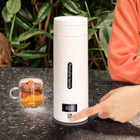 Ketel Air Listrik Mini Portabel dari Baja Tahan Karat Pemanas Cepat Botol Termal Anti Bocor Mug Perjalanan untuk Perjalanan Bisnis.
