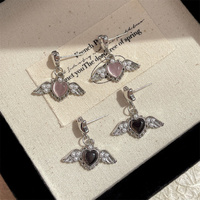 Boucles d'oreilles aile d'ange pour femmes Sweet Cool Girl Y2K Jewelry Love Heart Drop Earrings