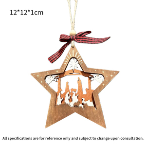 Adorno Religioso de Madera del Nacimiento de Jesús, Decoración Creativa de Escena Navideña para Escritorio, Artesanía de Madera - Product Image 3