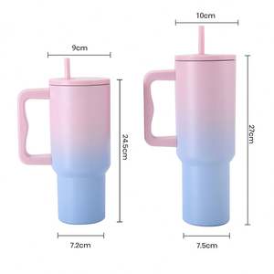 Bouteille d'eau isotherme en acier inoxydable réutilisable de 40 oz avec logo personnalisé, compatible porte-gobelet, avec poignée et couvercle à paille - Product Image 2