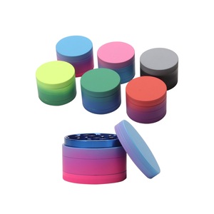 Cross border hot selling aluminum alloy tobacco grinder 63mm four layer <b>rubber</b> <b>paint</b> grinder gradient color series - Product Image 6