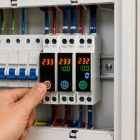 Disjoncteur intelligent WiFi Tuya avec affichage numérique multicolore, tension et courant réglables, déclenchement automatique 6kA 220V 50/60Hz, montage sur rail DIN
