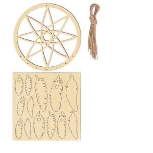 Attrape-rêves mural en bois, style bohème, lot multi-pièces, design ajouré en buis, pendentif décoratif de forme circulaire - Product Image 4