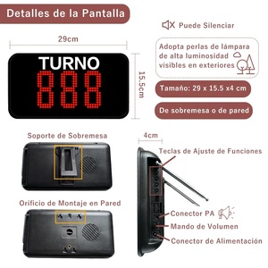 Système <span class=keywords><strong>d</strong></span>'appel sans fil longue portée avec voix en espagnol et écran LED à 3 chiffres pour restaurant, hôtel, hôpital, banque - Product Image 3