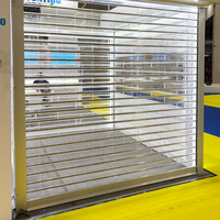 Porte roulante commerciale à haute visibilité populaire, porte moderne anti-effraction en polycarbonate, lamelles transparentes en PC