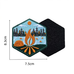 Écussons brodés à coudre de forme irrégulière pour la randonnée, le camping et les aventures en plein air, avec motifs Montagne, Rivière, Tente, Cerf, Feu de camp - Product Image 4