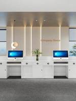 Bureau de réception multifonctionnel moderne en marbre et MDF, idéal pour les entreprises, les salons de beauté, les caisses, les hôtels, les clubs et les bars