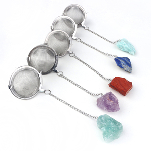 Wholesale Natural Raw Crystal Rose Quartz Amethyst Pendant Stainless <b>Tea</b> <b>Infuser</b> - Product Image 4