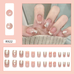 24 piezas al por mayor Nail Art proveedor francés corto ataúd <span class=keywords><strong>Pastel</strong></span> Nail Art Bow y Cheetah impresión <span class=keywords><strong>en</strong></span> las <span class=keywords><strong>uñas</strong></span> con pegamento de Gel para las mujeres - Product Image 4