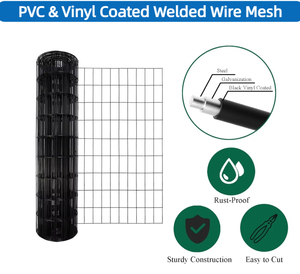 <span class=keywords><strong>Clôture</strong></span> en fil de fer soudé revêtu de PVC et de vinyle noir, 36 pouces x 50 pieds, protection de bordure de jardin pour cour - Product Image 2