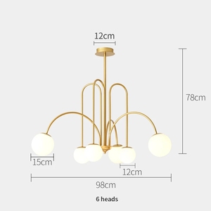 Nouveau postmoderne minimaliste créatif en fer forgé coude ampoule lustre salon cuisine île moderne verre suspension - Product Image 6