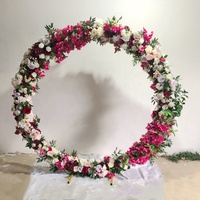 MSFAME Décoration de toile de fond de mariage personnalisée, grande composition florale artificielle ronde rouge de 2 m