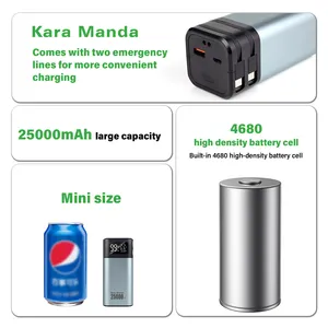 Kara Manda高品質4680カーゲージパワーバンクforTesla大容量25000mAhパワーバンク急速充電ポータブルパワーバンク