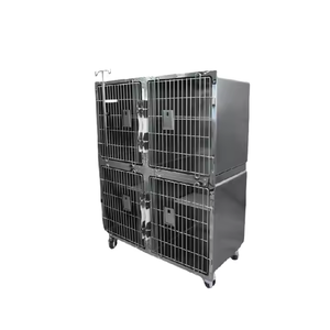 Vật nuôi sử dụng bác sĩ thú y 304 thép không gỉ 4 phòng Cat Dog lồng Pet Ward với truyền đứng và câm bánh xe - Product Image 3