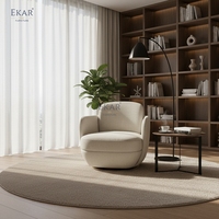 Fauteuil pivotant BLOOM |   Fauteuil d'appoint rond en bouclette avec base dorée |   EKAR FURNITURE