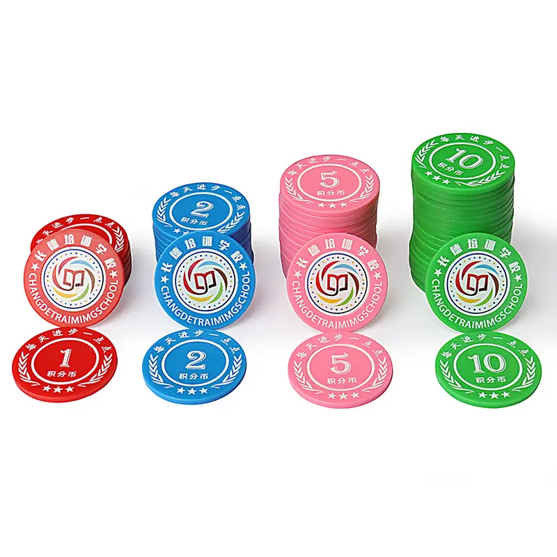 Plastic Coin Point Coin Printing 37mm Circular Learning Reward Coin Color Token Printing Factory Price Direct Sales Wholesa