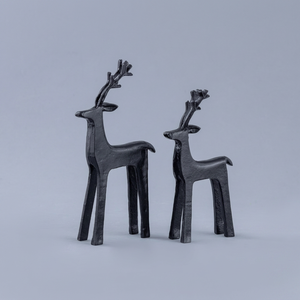 Handicraft Modern Aluminum Antler Reindeer Sculpture Set 2 Black Finish Artistic Customizable Colors Decorative Metal Wedding - Product Image 1