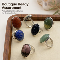 Prix d'usine en gros bague de doigt réglable bague de pierres précieuses naturelles obsidienne noire améthyste opale anneaux pour femmes hommes
