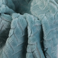 Tissu en molleton de flanelle 100 % polyester tricoté jacquard à motif feuille, super doux, simple face, pour couvertures et pyjamas, vente en gros