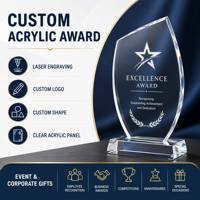 Support d'affichage personnalisé en acrylique pour trophées et plaques, présentoirs en acrylique transparent avec base à logo pour cadeaux d'entreprise