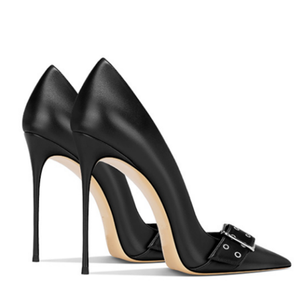 Zapatos de tacón alto delgados con hebilla frontal, talla grande 47, para mujer, con punta fina, estilo stiletto, básicos, para pies anchos, para noche. - Product Image 5