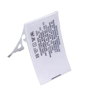 Étiquettes de vêtements tissées en coton et polyester personnalisées avec logo pour étiquettes de taille de vêtements - Product Image 1