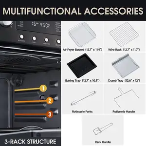 Roestvrijstalen Behuizing Elektrische Lucht Friteuse <span class=keywords><strong>Oven</strong></span> Met 23l Capaciteit Antiaanbaklaag Multifunctioneel Voor Huishoudelijk Gebruik - Product Image 5