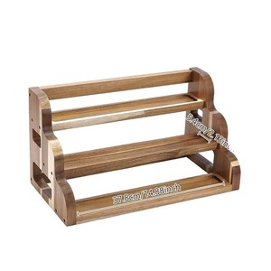 Solid Wood Kitchen Spice Rack 3 Tier Standing <b>Desktop</b> Storage Organizer For Countertop Cabinet Use - Product Image 4