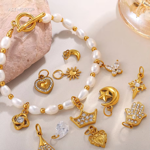 金色永恒的浪漫 | 18K PVD镀金不锈钢高品质DIY珠宝制作魅力 | 防水吊坠 - Product Image 3