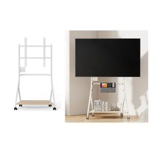 Height Adjustable Mobile Tv Stand 32 Inch 55inch Led Lcd Flat Curved Screen Tv Rolling Floor Tv Cart With Shelf