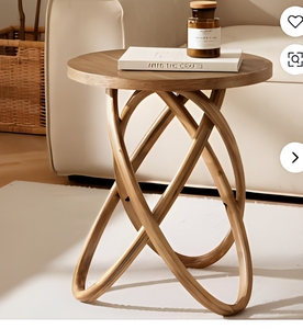 Modern Round Wooden <b>Side</b> <b>Table</b> with Sculptural Curved Loop Legs for Living Room Bedroom <b>Sofa</b> Accent Decor Home Furniture - Product Image 3