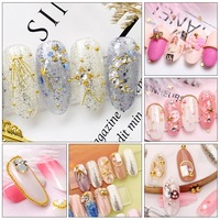 6 grilles d'or argenté Rose or noir ongles métal mini perles multi taille ronde en acier ongles caviar perles pour accessoire d'art d'ongle