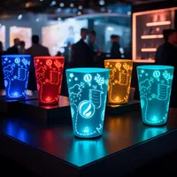 Gobelet lumineux LED activé par l'eau, logo personnalisé, réutilisable, en plastique, clignotant, lumineux, verre à boire LED clignotant pour club