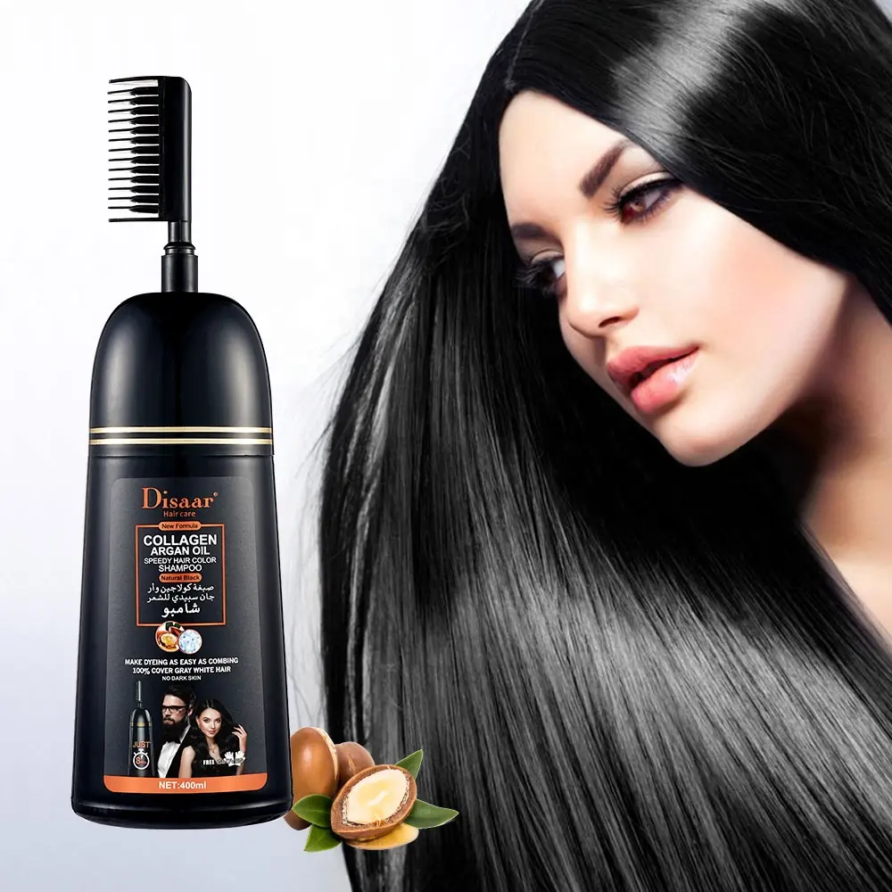 Magia 8 minuti veloce colore dei capelli Shampoo tinture per capelli a base di erbe olio di Argan colore nero Shampoo per la copertura Gery capelli bianchi