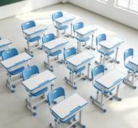 Meubles d'école OEM, table et pupitre de classe, usine chinoise, plateau en plastique, ensemble d'étude réglable en hauteur pour salle de classe