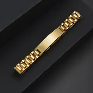 Reloj ancho dominante para hombre, accesorio de pulsera de acero de titanio con espejo grabado personalizado, pulsera de acero con etiqueta curva - Product Image 4