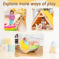 Fabricants en bois 3-en-1 bébé triangle jungle gym jouet aire de jeux intérieure avec arc-en-ciel chaise berçante