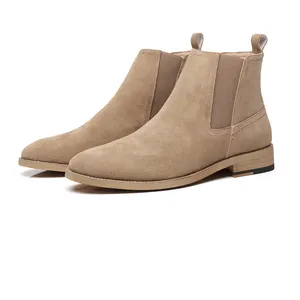 37-44 Kích Thước Lớn Đàn Ông Phụ Nữ Da Thật Da Lộn Chelsea Boots Casual Bằng Gỗ Duy Nhất Khởi Động H092