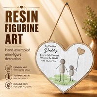 Figurine en résine décorative en forme de cœur, plaque en MDF assemblable, mini figurines 19x20cm, impression personnalisée